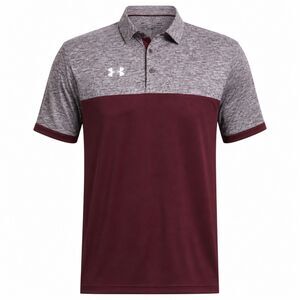 Under Armour Men’s Polo Shirt Gray Maroon Heat Gear Performance XL